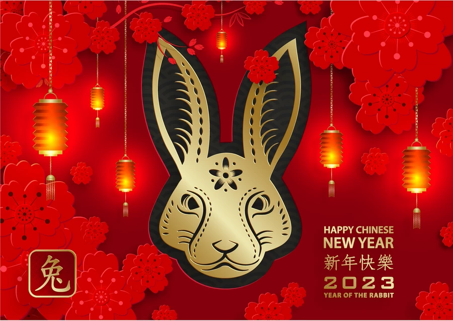 2023兔年中国风新年春节剪纸风节日宣传插画海报背景展板AI素材【155】